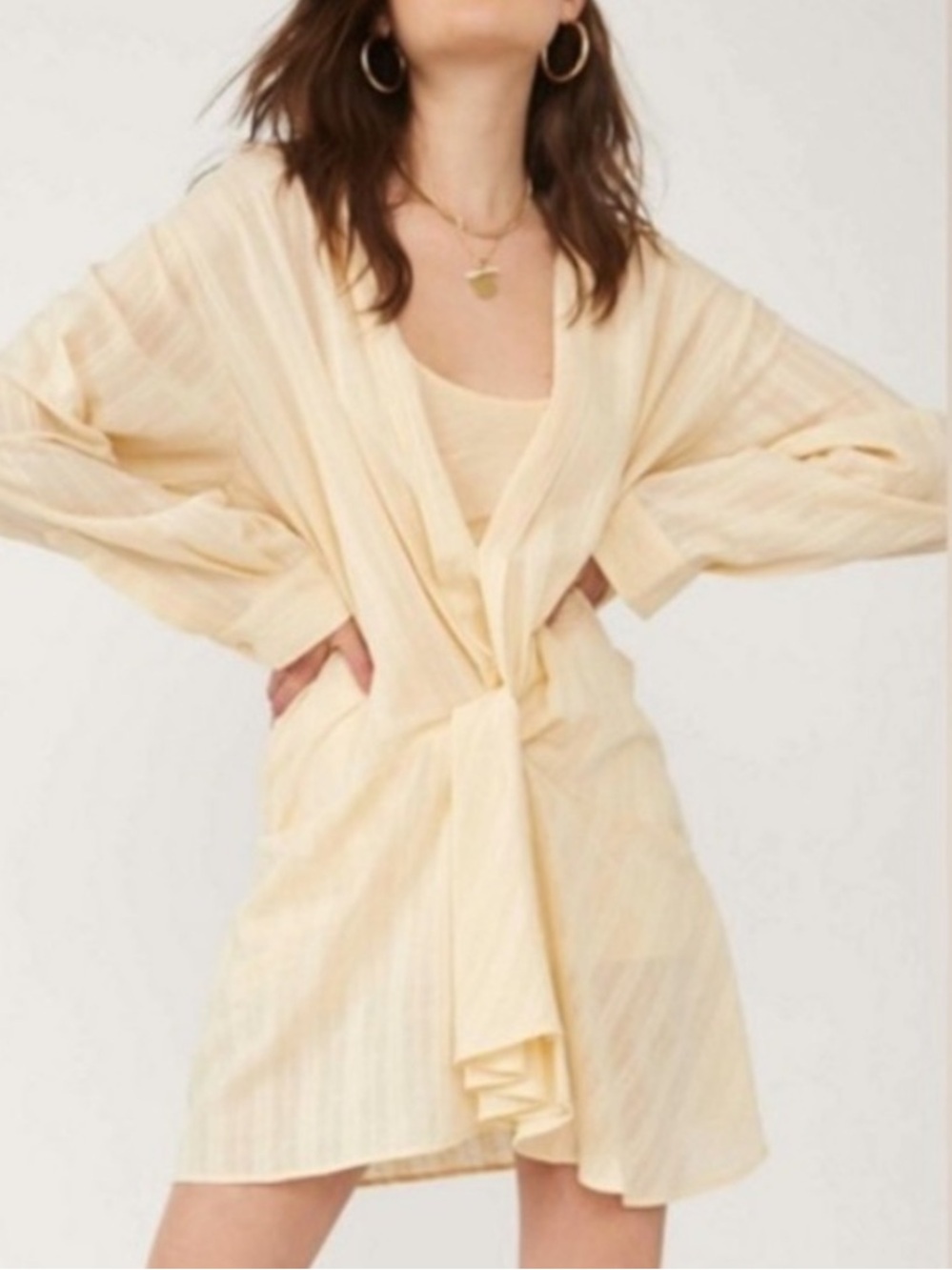 FREE PEOPLE - Tara Twist Mini Dress in Vanilla Cake